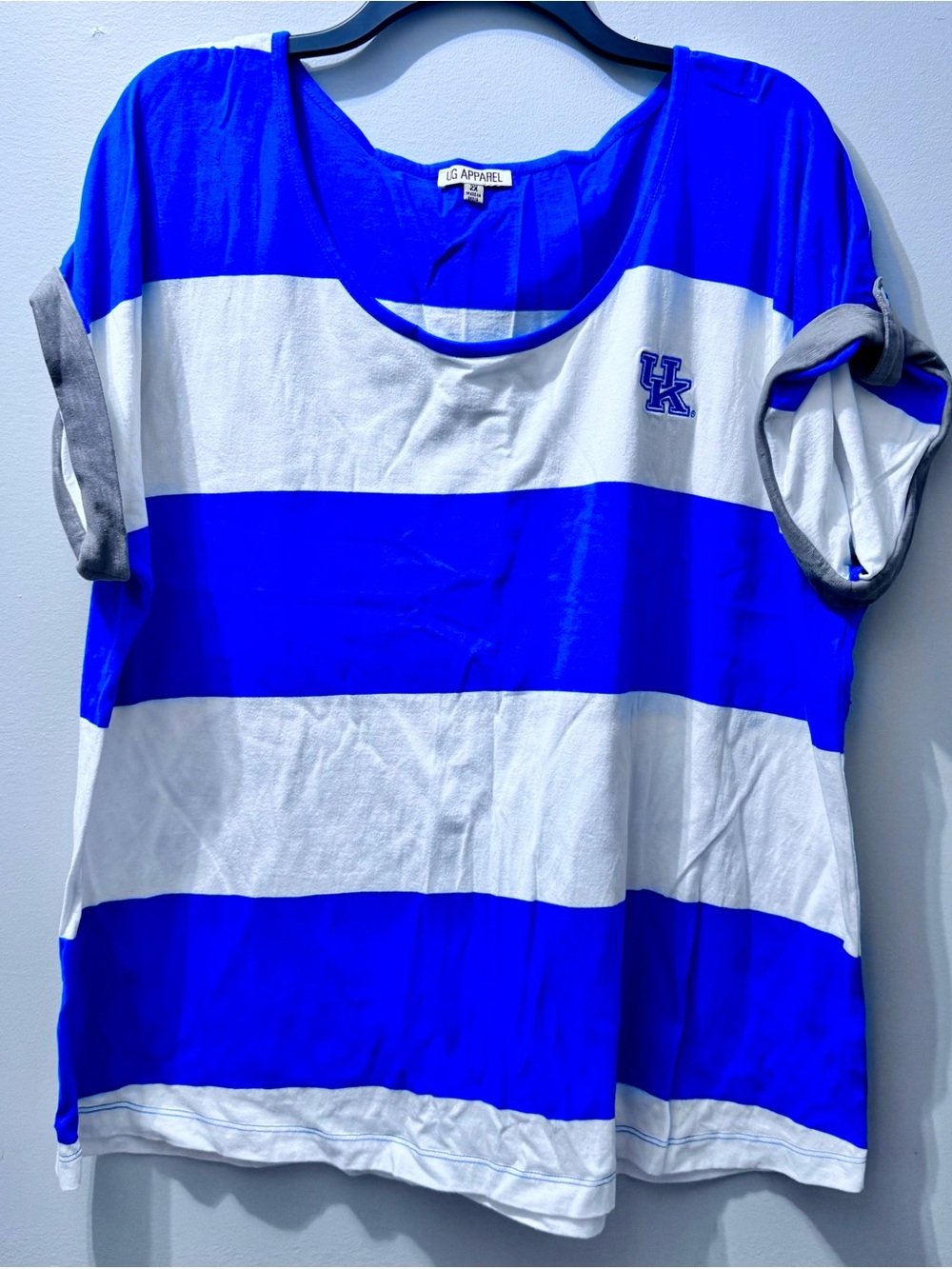 UK Striped Blue & White Tee - UG Apparel, Women's Size 2X